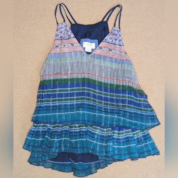 Anthropologie Maeve Betsy Shimmer Swing Tank Top Multicolor Metallic Details - Picture 2 of 9